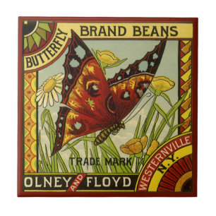 Antike Gemüseetiketten-Kunst, Butterfly-Marke Bohn Fliese