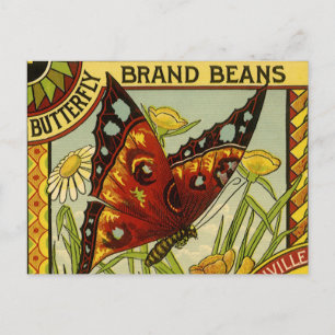 Antike Gemüseetiketten-Kunst, Butterfly-Marke Bohn Postkarte