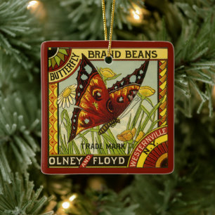 Antike Gemüseschilder-Kunst, Butterfly-Marke Bohne Keramikornament