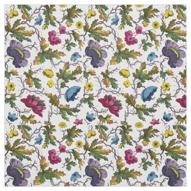 Antike georgianische Ära Blumenmuster Print Stoff (Muster)