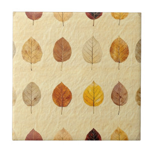 Antike gepresste Herbstblätter Gold Braun Creme Fliese