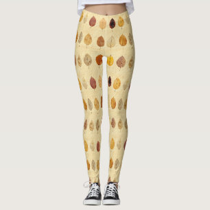 Antike gepresste Herbstblätter Gold Braun Creme Leggings