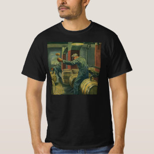 Antike Geschäft, Weinherstellung, das Verkorken vo T-Shirt