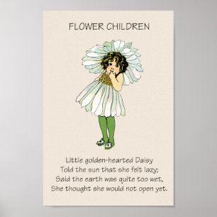 Antike Geschichtebuch-Blumenkinder DAISY Poster