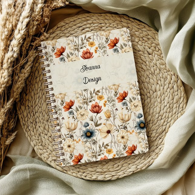 Antike getrocknete Wildblume Navy-Terrakotta Notizbuch (Von Creator hochgeladen)