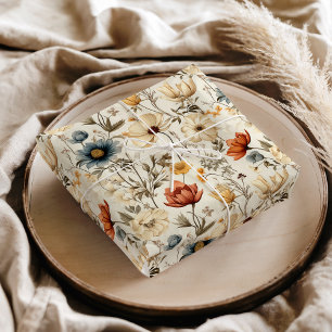 Antike getrocknete Wildblume Navy Terrakotta Seidenpapier