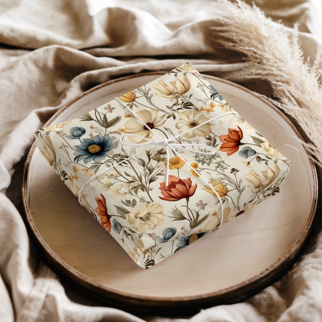Antike getrocknete Wildblume Navy Terrakotta Seidenpapier (Von Creator hochgeladen)