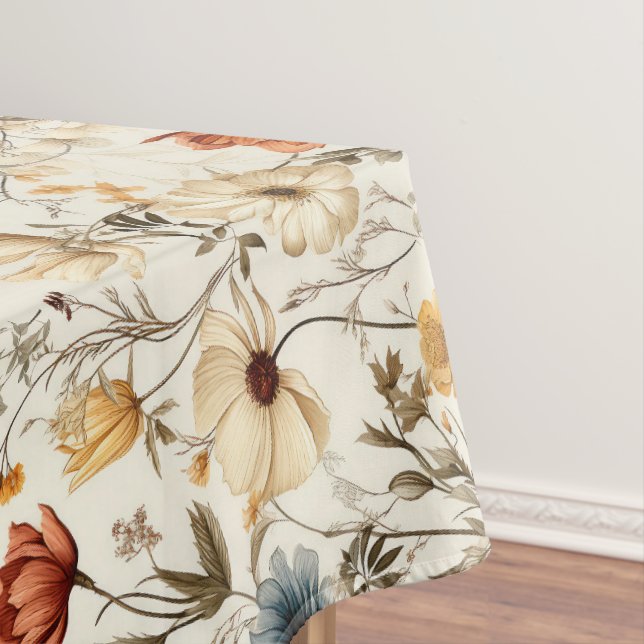 Antike getrocknete Wildblume Navy Terrakotta Tischdecke (Beispiel)