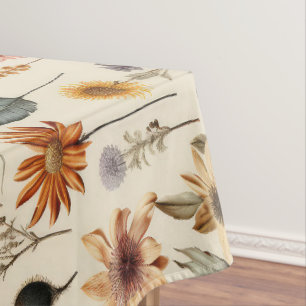 Antike getrocknete Wildblumen Burgunderrot Pink Ge Tischdecke