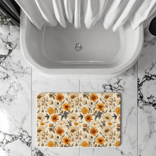 Antike getrocknete Wildblumen-Creme Orangebraun Badematte