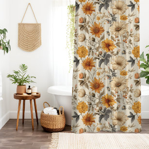 Antike getrocknete Wildblumen-Creme Orangebraun Duschvorhang