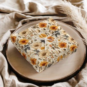 Antike getrocknete Wildblumen-Creme Orangebraun Seidenpapier
