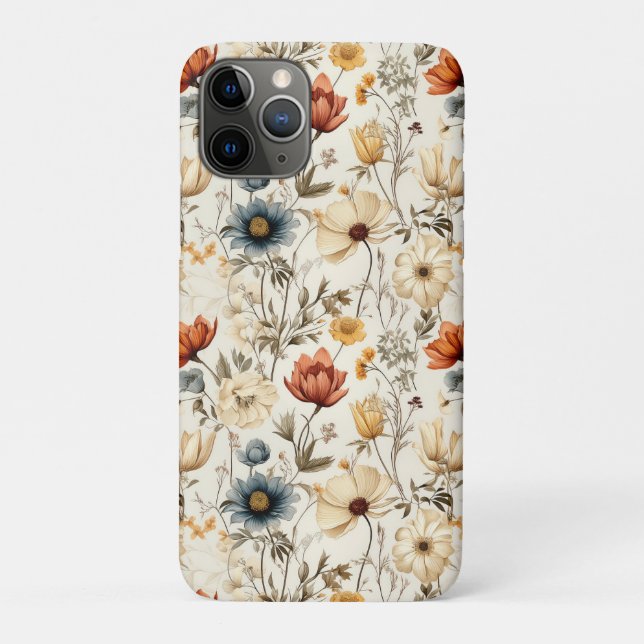 Antike getrocknete Wildblumen in Navy-Terrakotta Case-Mate iPhone Hülle (Rückseite)