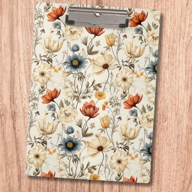 Antike getrocknete Wildblumen Navy Terrakotta Klemmbrett (Von Creator hochgeladen)