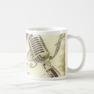 Antike Gitarre und Mikrofon Kaffeetasse