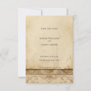 Antike Gold Barock-Karte zur Vorabanzeige des Hoch Save The Date