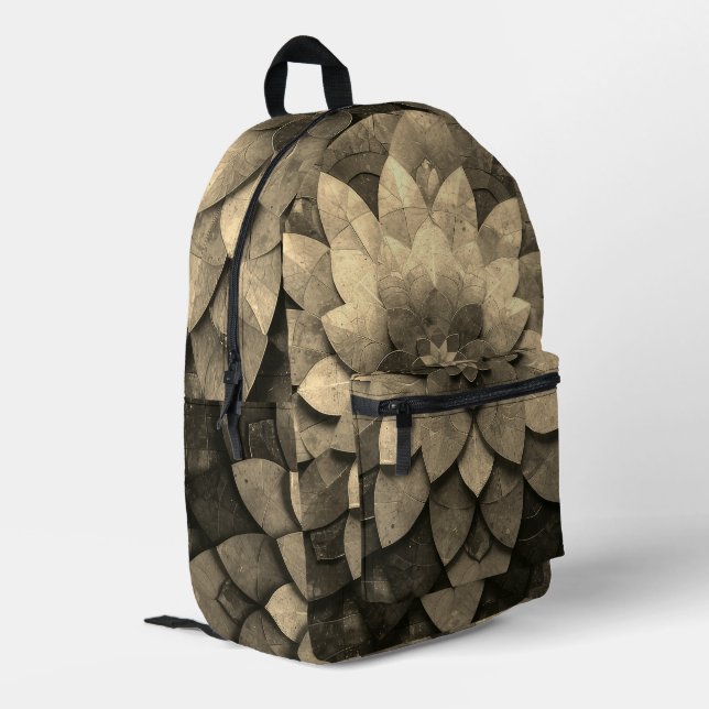 Antike Golden Mandala Kunst, Blume Bedruckter Rucksack (Rückseitige Ecke links)