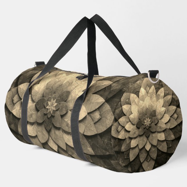 Antike Golden Mandala Kunst, Blume Duffle Bag (Linke Ecke)