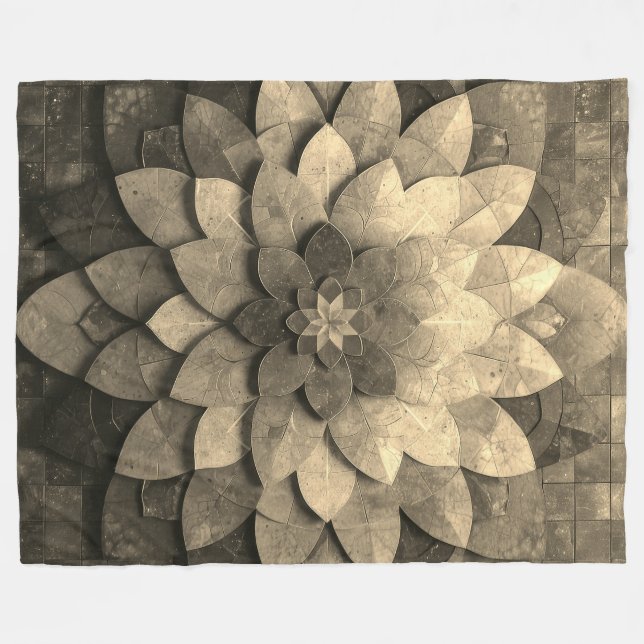 Antike Golden Mandala Kunst, Blume Fleecedecke (Vorderseite (Horizontal))