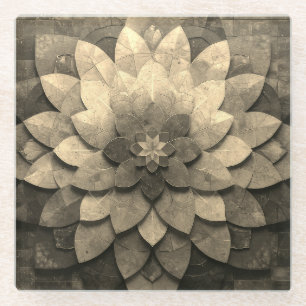 Antike Golden Mandala Kunst, Blume Glasuntersetzer