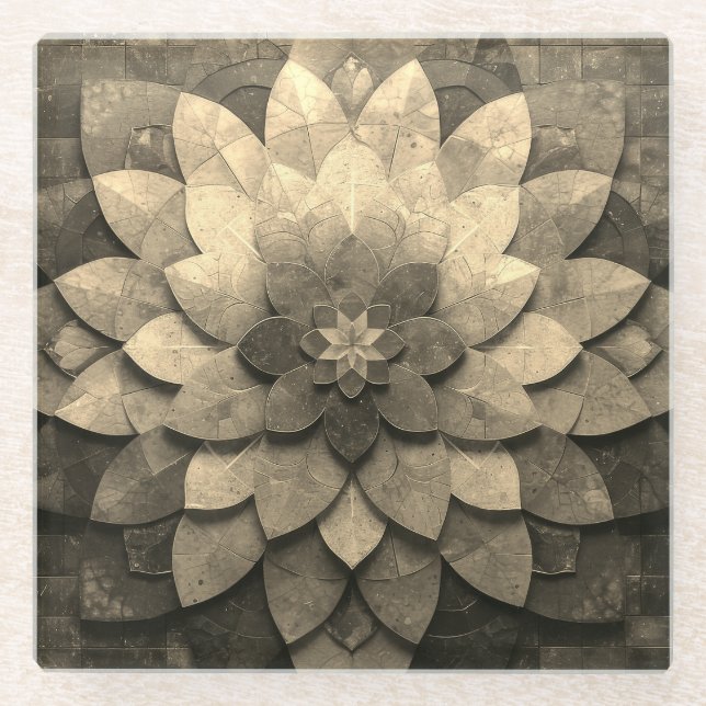 Antike Golden Mandala Kunst, Blume Glasuntersetzer (Vorderseite)