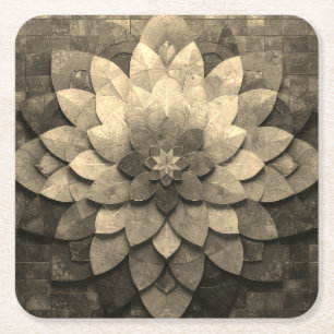 Antike Golden Mandala Kunst, Blume Rechteckiger Pappuntersetzer