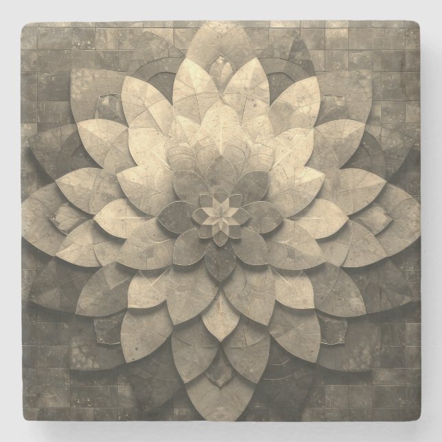 Antike Golden Mandala Kunst, Blume Steinuntersetzer (Vorderseite)