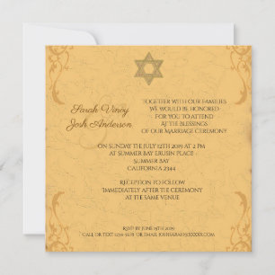 Antike goldene Brokat-Judenhochzeit Einladung