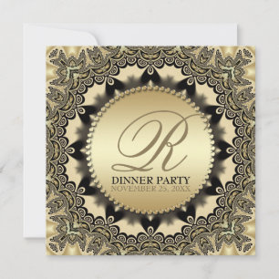 Antike goldene Hochzeits- oder Dinnerparty-Einladu Einladung