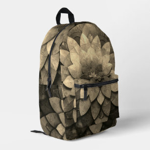 Antike goldene Mandala-Kunst strukturierte Blume Bedruckter Rucksack