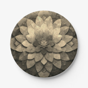 Antike goldene Mandala-Kunst strukturierte Blume Pappteller