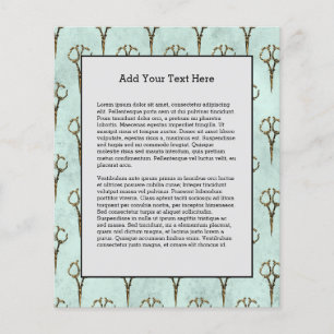 Antike goldene Schere Vintage-Friseur Haarschnitt Flyer