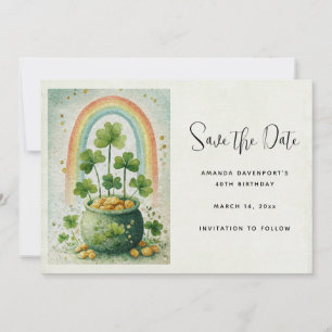Antike Goldtopf und Regenbogen Save The Date