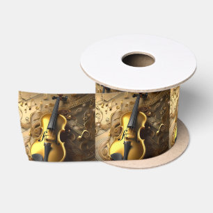 Antike Goldvioline an goldenen Notenschnüren, Satinband