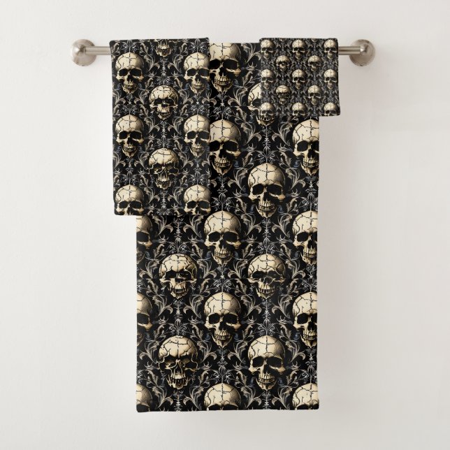 Antike Gothic Skulls Badhandtuch Set (Insitu)