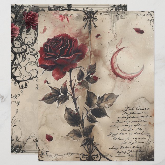 Antike gothische Junk Journal Seite (Vorne/Hinten)