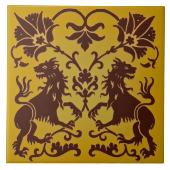 Antike Gotische Heraldic Design Reproduction Tile Fliese (Vorderseite)