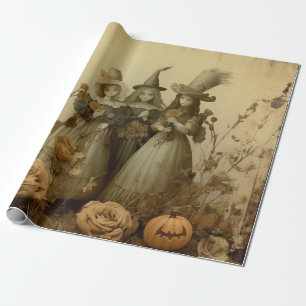 Antike gotische Hexen-Trio-Herbstrosen Geschenkpapier