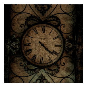Antike gotische Vintage-Wanduhr Steampunk Poster