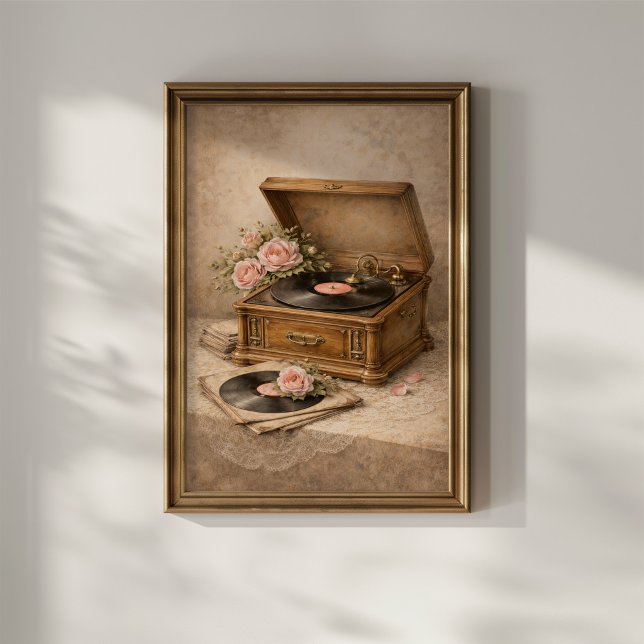 Antike Grammophon mit Rosen Poster (Von Creator hochgeladen)