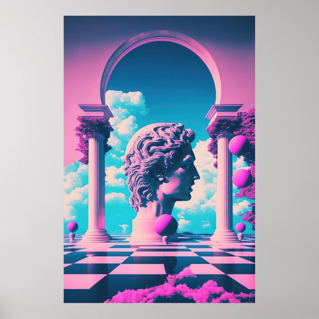 Antike Grandeur: Vaporwave-Erkundung der Schönheit Poster (Vorne)