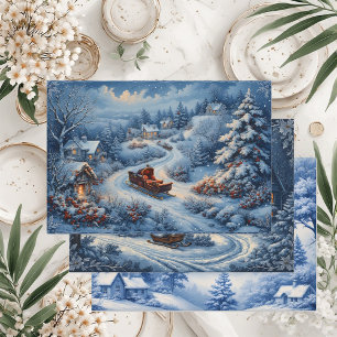 Antike gravierte französische Toile Schneewinter C Geschenkpapier Set