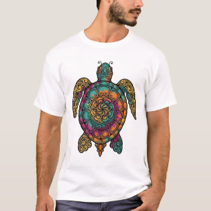 Antike gravierte Meeresschildkröte Stammes-Vektor- T-Shirt