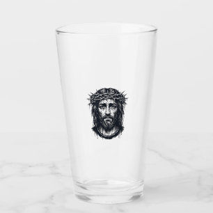Antike Gravur Dornenkrone Heilige Porträt Glas