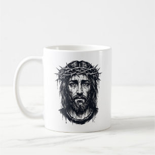 Antike Gravur Dornenkrone Heilige Porträt Kaffeetasse