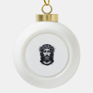 Antike Gravur Dornenkrone Heilige Porträt  Keramik Kugel-Ornament