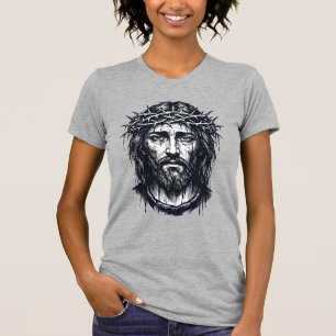 Antike Gravur Dornenkrone Heilige Porträt T-Shirt