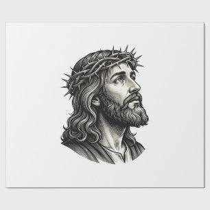 Antike Gravur Dornenkrone Porträt Design_ Geschenkpapier