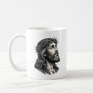 Antike Gravur Dornenkrone Porträt Design_ Kaffeetasse