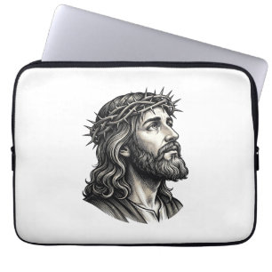 Antike Gravur Dornenkrone Porträt Design_ Laptopschutzhülle